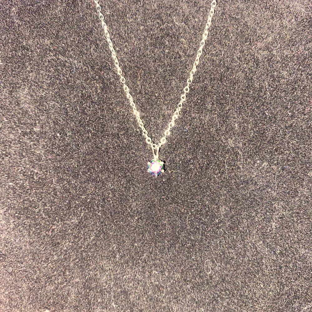 Silver necklace with small stone